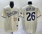 Men's Minnesota Twins #26 Max Kepler Number Cream 2022 City Connect Cool Base Stitched Jersey,baseball caps,new era cap wholesale,wholesale hats