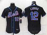 Men's New York Mets #12 Francisco Lindor Black Flex Base Stitched Jersey,baseball caps,new era cap wholesale,wholesale hats