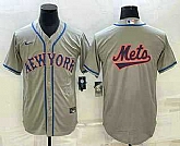 Men's New York Mets Big Logo Grey Cool Base Stitched Baseball Jersey,baseball caps,new era cap wholesale,wholesale hats