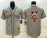 Men's New York Mets Big Logo Grey Cool Base Stitched Baseball Jerseys,baseball caps,new era cap wholesale,wholesale hats