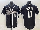 Men's New York Yankees #11 Anthony Volpe Black With Patch Cool Base Stitched Baseball Jersey,baseball caps,new era cap wholesale,wholesale hats