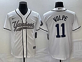 Men's New York Yankees #11 Anthony Volpe White Cool Base Stitched Baseball Jersey,baseball caps,new era cap wholesale,wholesale hats