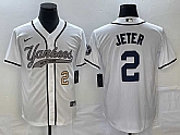 Men's New York Yankees #2 Derek Jeter Number White Cool Base Stitched Baseball Jersey,baseball caps,new era cap wholesale,wholesale hats
