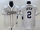 Men's New York Yankees #2 Derek Jeter White Cool Base Stitched Baseball Jersey,baseball caps,new era cap wholesale,wholesale hats