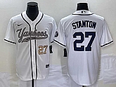 Men's New York Yankees #27 Giancarlo Stanton Number White With Patch Cool Base Stitched Baseball Jersey,baseball caps,new era cap wholesale,wholesale hats