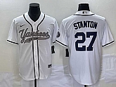 Men's New York Yankees #27 Giancarlo Stanton White With Patch Cool Base Stitched Baseball Jersey,baseball caps,new era cap wholesale,wholesale hats