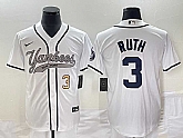 Men's New York Yankees #3 Babe Ruth Number White With Patch Cool Base Stitched Baseball Jersey,baseball caps,new era cap wholesale,wholesale hats