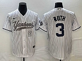 Men's New York Yankees #3 Babe Ruth White With Patch Cool Base Stitched Baseball Jerseys,baseball caps,new era cap wholesale,wholesale hats