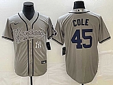 Men's New York Yankees #45 Gerrit Cole Gray With Patch Cool Base Stitched Baseball Jersey,baseball caps,new era cap wholesale,wholesale hats