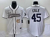 Men's New York Yankees #45 Gerrit Cole Number White With Patch Cool Base Stitched Baseball Jersey,baseball caps,new era cap wholesale,wholesale hats