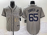 Men's New York Yankees #65 Nestor Cortes Jr Number Grey With Patch Cool Base Stitched Baseball Jersey,baseball caps,new era cap wholesale,wholesale hats