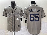 Men's New York Yankees #65 Nestor Cortes Jr. Gray With Patch Cool Base Stitched Baseball Jersey,baseball caps,new era cap wholesale,wholesale hats