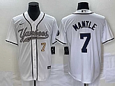 Men's New York Yankees #7 Mickey Mantle Number White With Patch Cool Base Stitched Baseball Jersey,baseball caps,new era cap wholesale,wholesale hats