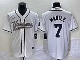 Men's New York Yankees #7 Mickey Mantle White With Patch Cool Base Stitched Baseball Jersey,baseball caps,new era cap wholesale,wholesale hats