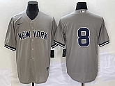 Men's New York Yankees #8 Yogi Berr Grey Cool Base Stitched Baseball Jersey,baseball caps,new era cap wholesale,wholesale hats