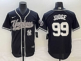 Men's New York Yankees #99 Aaron Judge Black With Patch Cool Base Stitched Baseball Jersey,baseball caps,new era cap wholesale,wholesale hats