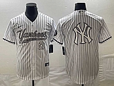 Men's New York Yankees Big Logo White Pinstripe Cool Base Stitched Baseball Jersey,baseball caps,new era cap wholesale,wholesale hats
