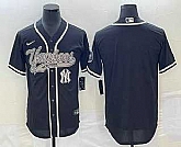 Men's New York Yankees Blank Black Cool Base Stitched Baseball Jersey,baseball caps,new era cap wholesale,wholesale hats