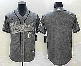 Men's New York Yankees Blank Grey Gridiron Cool Base Stitched Baseball Jerseys,baseball caps,new era cap wholesale,wholesale hats