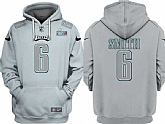 Men's Philadelphia Eagles #6 DeVonta Smith Gray Atmosphere Fashion Super Bowl LVII Patch Pullover Hoodie