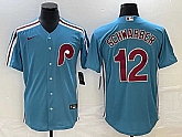 Men's Philadelphia Phillies #12 Kyle Schwarber Blue Cooperstown Throwback Cool Base Nike Jersey,baseball caps,new era cap wholesale,wholesale hats