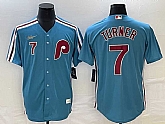 Men's Philadelphia Phillies #7 Trea Turner Blue Cooperstown Throwback Cool Base Nike Jersey,baseball caps,new era cap wholesale,wholesale hats