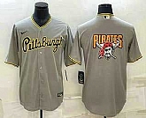 Men's Pittsburgh Pirates Big Logo Grey Stitched MLB Cool Base Nike Jersey,baseball caps,new era cap wholesale,wholesale hats