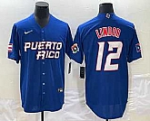 Men's Puerto Rico Baseball #12 Francisco Lindor 2023 Royal World Classic Stitched Jerseys,baseball caps,new era cap wholesale,wholesale hats