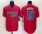 Men's Puerto Rico Baseball #15 Emmanuel Rivera 2023 Red World Classic With Patch Stitched Jersey,baseball caps,new era cap wholesale,wholesale hats