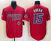 Men's Puerto Rico Baseball #15 Emmanuel Rivera 2023 Red World Classic With Patch Stitched Jerseys,baseball caps,new era cap wholesale,wholesale hats