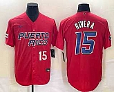 Men's Puerto Rico Baseball #15 Emmanuel Rivera Number 2023 Red World Classic With Patch Stitched Jersey,baseball caps,new era cap wholesale,wholesale hats