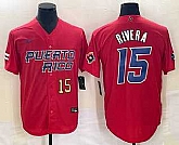 Men's Puerto Rico Baseball #15 Emmanuel Rivera Number 2023 Red World Classic With Patch Stitched Jerseys,baseball caps,new era cap wholesale,wholesale hats
