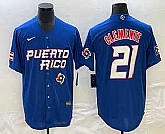 Men's Puerto Rico Baseball #21 Roberto Clemente 2023 Blue World Classic Stitched Jersey,baseball caps,new era cap wholesale,wholesale hats