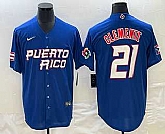 Men's Puerto Rico Baseball #21 Roberto Clemente 2023 Blue World Classic Stitched Jerseys,baseball caps,new era cap wholesale,wholesale hats