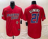 Men's Puerto Rico Baseball #21 Roberto Clemente 2023 Red World Classic Stitched Jersey,baseball caps,new era cap wholesale,wholesale hats