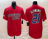 Men's Puerto Rico Baseball #21 Roberto Clemente 2023 Red World Classic Stitched Jerseys,baseball caps,new era cap wholesale,wholesale hats