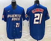 Men's Puerto Rico Baseball #21 Roberto Clemente Number 2023 Blue World Classic Stitched Jerseys,baseball caps,new era cap wholesale,wholesale hats