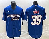 Men's Puerto Rico Baseball #39 Edwin Diaz 2023 Blue World Baseball Classic Stitched Jersey,baseball caps,new era cap wholesale,wholesale hats
