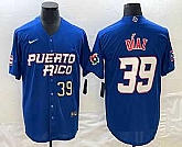 Men's Puerto Rico Baseball #39 Edwin Diaz Number 2023 Blue World Baseball Classic Stitched Jersey,baseball caps,new era cap wholesale,wholesale hats