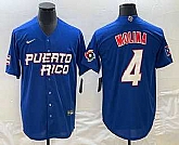 Men's Puerto Rico Baseball #4 Yadier Molina 2023 Blue World Baseball Classic Stitched Jerseys,baseball caps,new era cap wholesale,wholesale hats