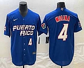 Men's Puerto Rico Baseball #4 Yadier Molina Number 2023 Blue World Baseball Classic Stitched Jersey,baseball caps,new era cap wholesale,wholesale hats
