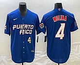 Men's Puerto Rico Baseball #4 Yadier Molina Number 2023 Blue World Baseball Classic Stitched Jerseys,baseball caps,new era cap wholesale,wholesale hats