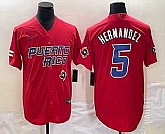 Men's Puerto Rico Baseball #5 Enrique Hernandez 2023 Red World Classic Stitched Jersey,baseball caps,new era cap wholesale,wholesale hats