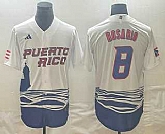 Men's Puerto Rico Baseball #8 Eddie Rosario 2023 White World Classic Stitched Jersey,baseball caps,new era cap wholesale,wholesale hats