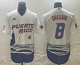 Men's Puerto Rico Baseball #8 Eddie Rosario 2023 White World Classic Stitched Jerseys,baseball caps,new era cap wholesale,wholesale hats