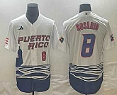 Men's Puerto Rico Baseball #8 Eddie Rosario Number 2023 White World Classic Stitched Jersey,baseball caps,new era cap wholesale,wholesale hats