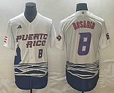 Men's Puerto Rico Baseball #8 Eddie Rosario Number 2023 White World Classic Stitched Jerseys,baseball caps,new era cap wholesale,wholesale hats