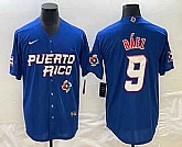 Men's Puerto Rico Baseball #9 Javier Baez 2023 Blue World Baseball Classic Stitched Jersey,baseball caps,new era cap wholesale,wholesale hats