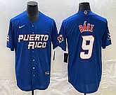 Men's Puerto Rico Baseball #9 Javier Baez 2023 Blue World Baseball Classic Stitched Jerseys,baseball caps,new era cap wholesale,wholesale hats