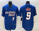 Men's Puerto Rico Baseball #9 Javier Baez Number 2023 Blue World Baseball Classic Stitched Jerseys,baseball caps,new era cap wholesale,wholesale hats
